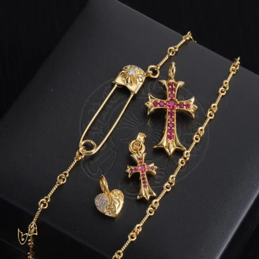 CH Cross & Heart Pin Pendant Necklace - CH0048 - Image 5