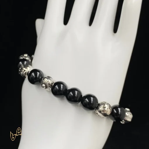 CH Black Beaded Cross Bracelet - CH0063 - Image 6