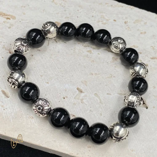 CH Black Beaded Cross Bracelet - CH0063 - Image 5