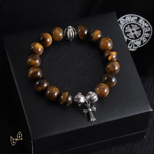 CH Brown Beaded Cross Bracelet - CH0064 - Image 2