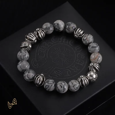 CH Grey Beaded Cross Bracelet - CH0069
