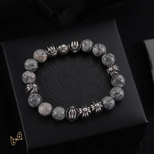 CH Grey Beaded Cross Bracelet - CH0069 - Image 4