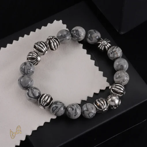 CH Grey Beaded Cross Bracelet - CH0069 - Image 2