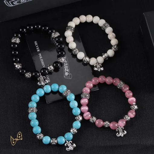 CH Beaded Cross Flower Bracelet - CH0071 - Image 3
