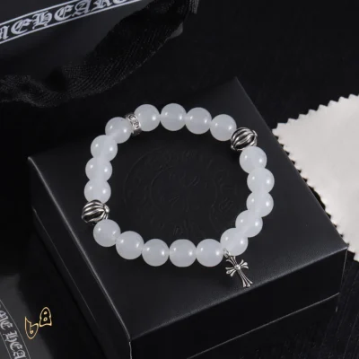 CH White Beaded Cross Bracelet - CH0078