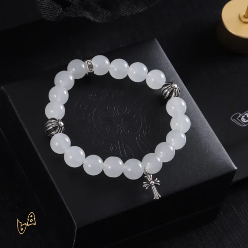 CH White Beaded Cross Bracelet - CH0078 - Image 6