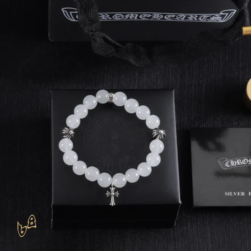CH White Beaded Cross Bracelet - CH0078 - Image 4