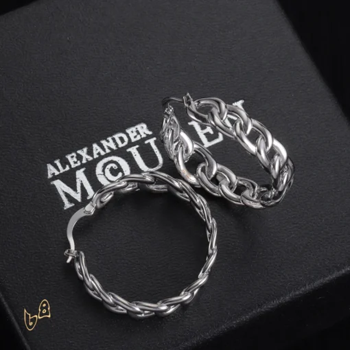 McQueen Silver Chain Earrings - MCQ0020 - Image 2