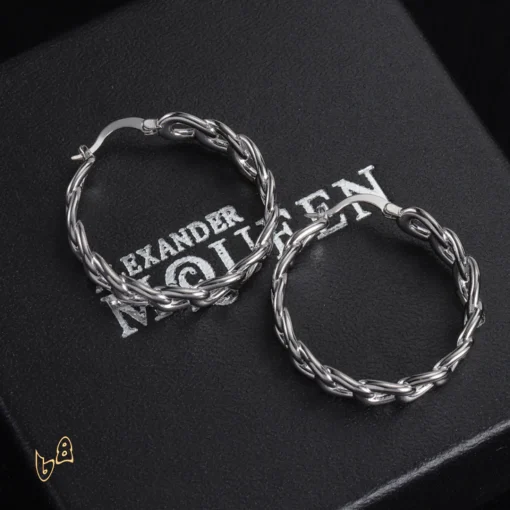 McQueen Silver Chain Earrings - MCQ0020 - Image 5