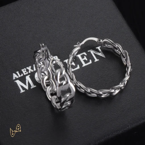 McQueen Silver Chain Earrings - MCQ0020 - Image 4