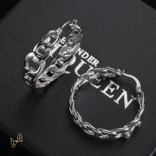 McQueen Silver Chain Earrings - MCQ0020 - Image 3