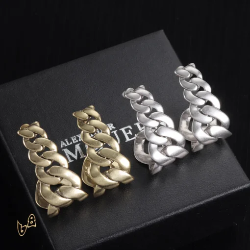 McQueen Chain-Shaped Hoop Earrings - MCQ0021 - Image 6
