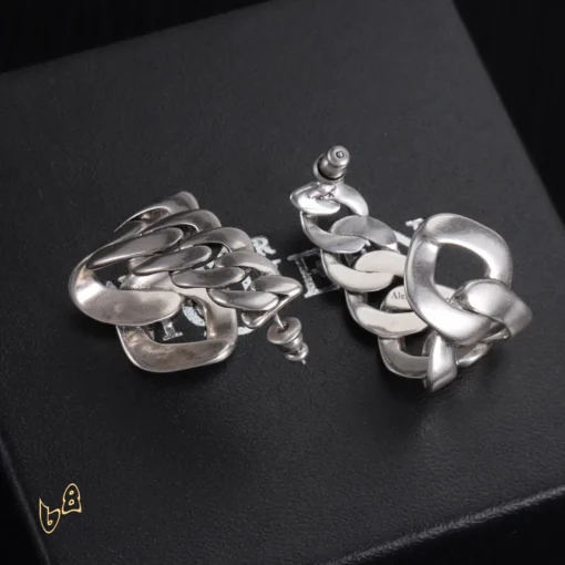 McQueen Chain-Shaped Hoop Earrings - MCQ0021 - Image 3