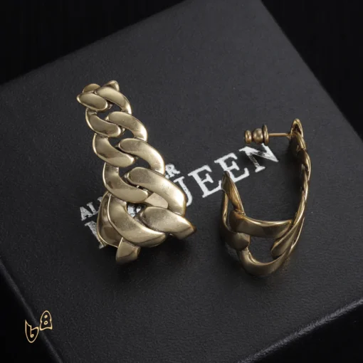 McQueen Chain-Shaped Hoop Earrings - MCQ0021 - Image 4