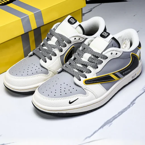 Travis Scott x Xiaomi x AJ 1 Low SP OG Light Grey Black Yellow Shoes Sneakers – nk0004561 - Image 5