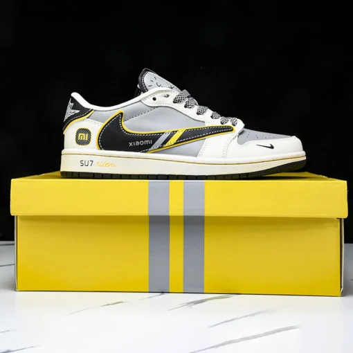 Travis Scott x Xiaomi x AJ 1 Low SP OG Light Grey Black Yellow Shoes Sneakers – nk0004561 - Image 4