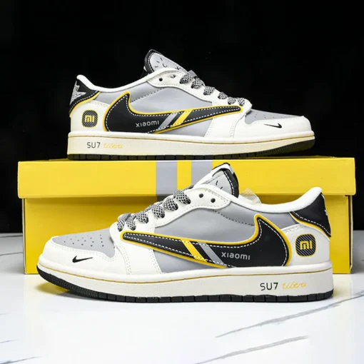 Travis Scott x Xiaomi x AJ 1 Low SP OG Light Grey Black Yellow Shoes Sneakers – nk0004561 - Image 3