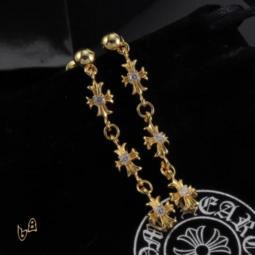 CH Cross Flower Charm Earrings - CH0159 - Image 3