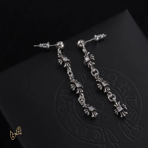CH Cross Flower Charm Earrings - CH0159 - Image 2
