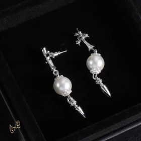 CH Cross Pearl Dangle Earrings - CH0167