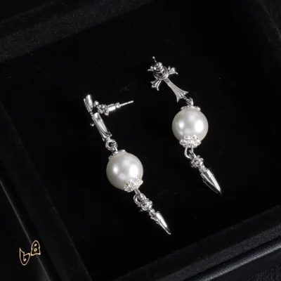 CH Cross Pearl Dangle Earrings - CH0167