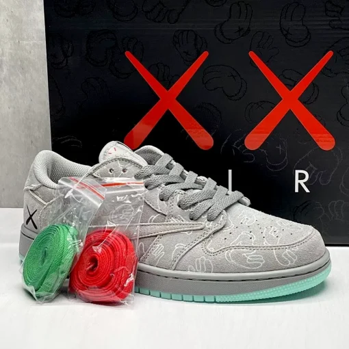 Travis Scott x KAWS x AJ 1 Low OG Cool Grey Shoes Sneakers – nk0004638 - Image 4