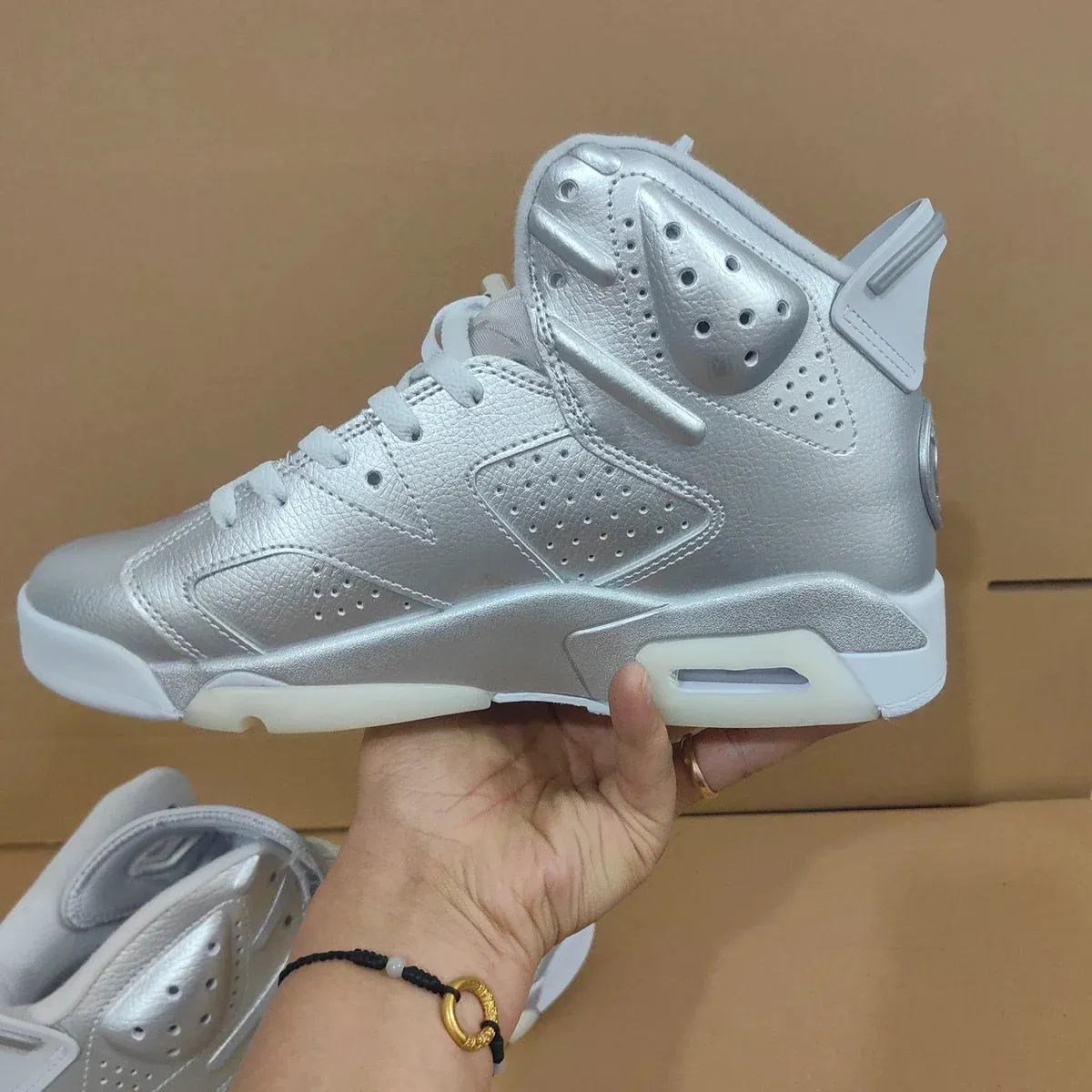 PSG x AJ 6 Metallic Silver Shoes Sneaker - nk0004782 - Image 9