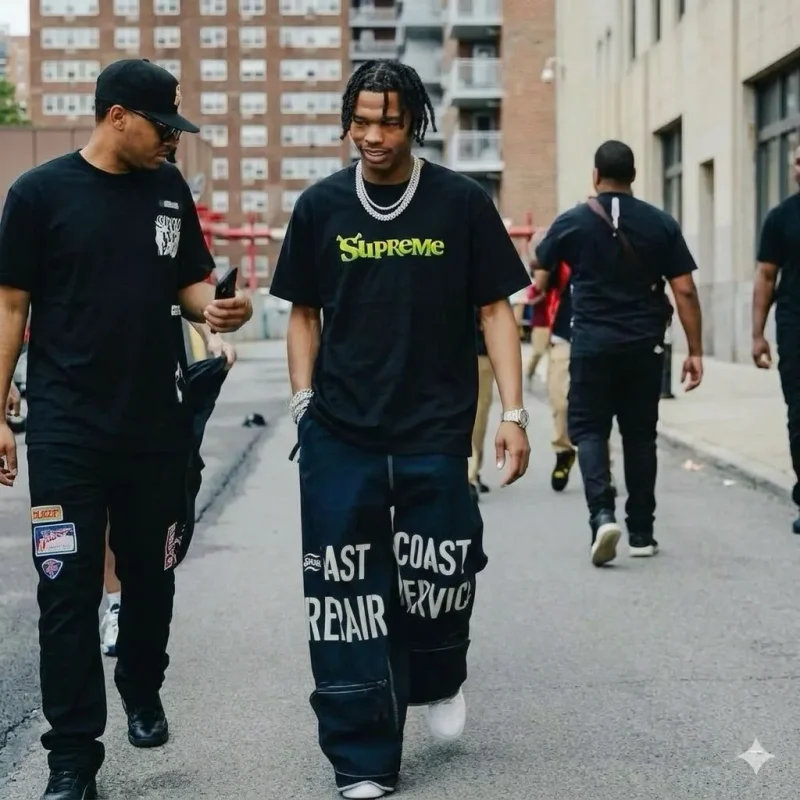 Streetwear outfit completed with accessories