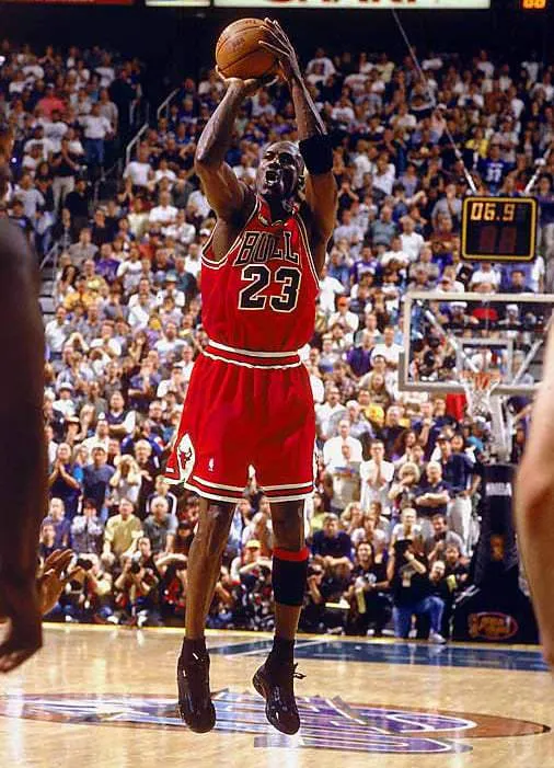 MJ taking a clutch jump shot during the 1998 NBA Finals
