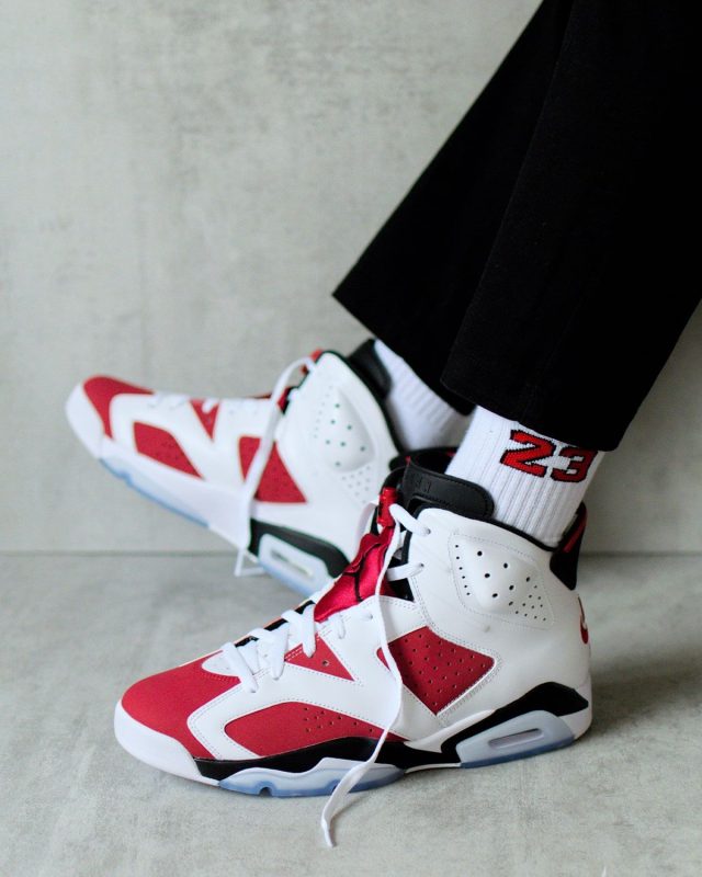 aj 6 carmine 2027 on feet