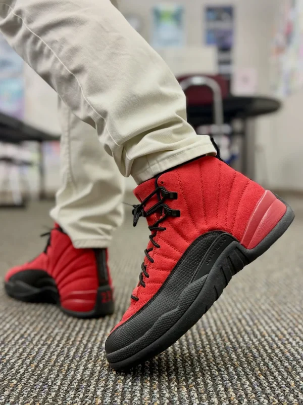 AJ 12 reverse flu game on feet