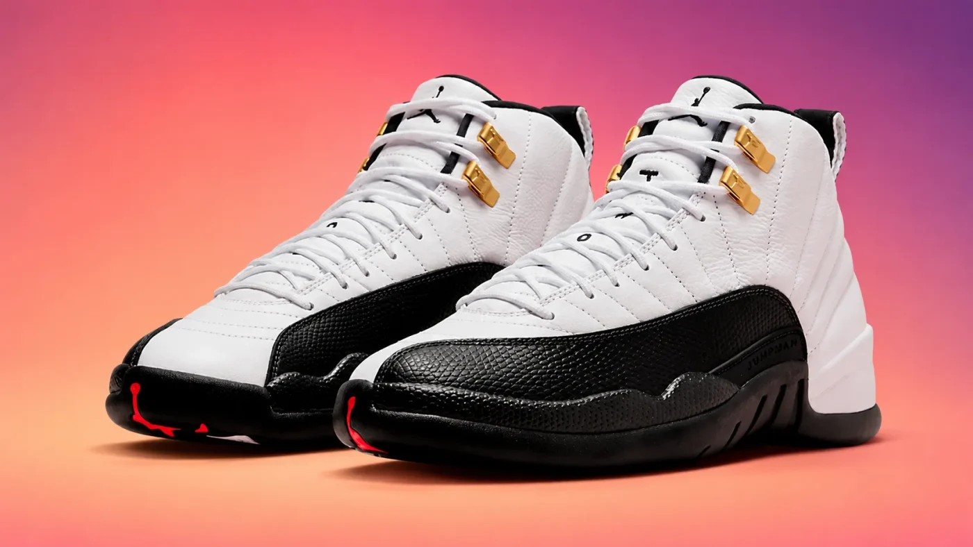 AJ12 Taxi sneakers front view on gradient background