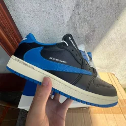 Fragment x Travis Scott x AJ 1 Low 3.0 "Black and White Blue" Shoes Sneakers – nk0005308 - Image 3