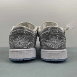 AJ 1 low customized with silver Swarovski crystal Shoes Sneakers – nk0005309 - Image 7