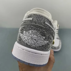 AJ 1 low customized with silver Swarovski crystal Shoes Sneakers – nk0005309 - Image 10