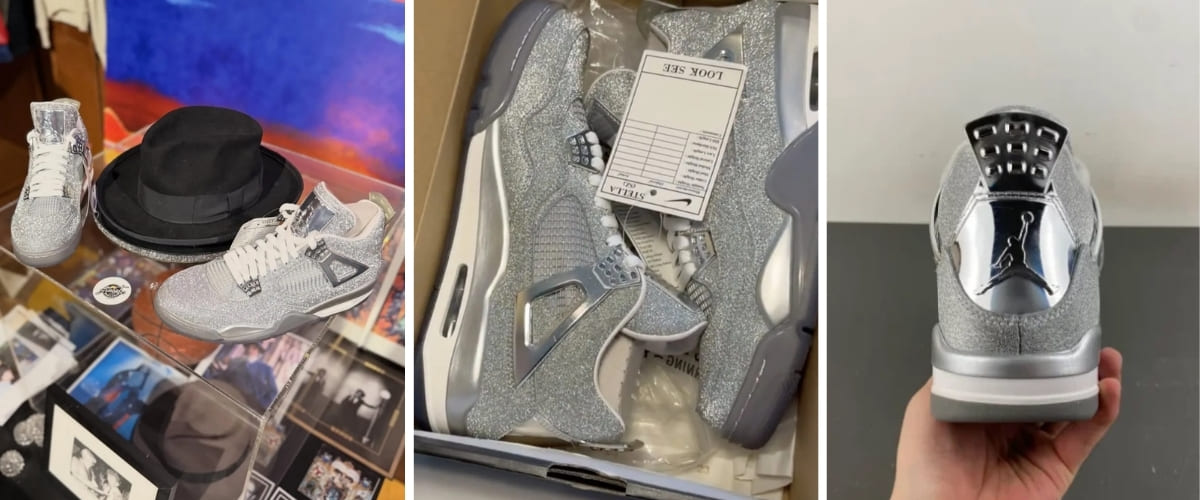 Air Jordan 4 Glitter Glove sample glitter upper and chrome details