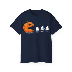 Halloween Pumpkin Chasing Ghost T-Shirt - POD0004 - Image 4