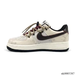 Alternative view of AF 1 Cream and Burgundy Shoes Sneakers - nk0005387