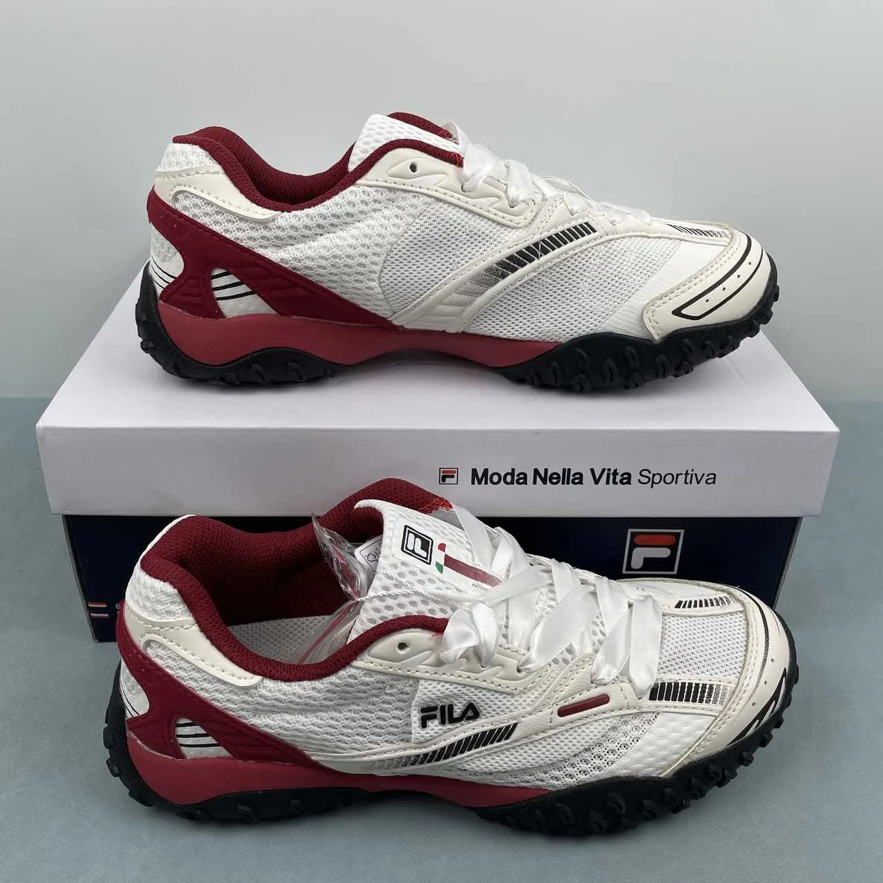 FL Echappe 2 White and Wine-Red Shoes Sneakers - nk0005392 - Image 3