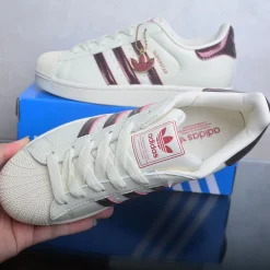 AD Superstar II Off White / Maroon / Gold Metallic Shoes Sneakers - nk0005446 - Image 11