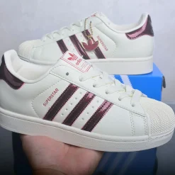 AD Superstar II Off White / Maroon / Gold Metallic Shoes Sneakers - nk0005446 - Image 12