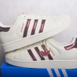 AD Superstar II Off White / Maroon / Gold Metallic Shoes Sneakers - nk0005446 - Image 3