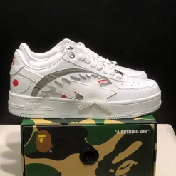 A Bathing Ape Bape Sta OS Shark White Shoes Sneakers - nk0005514 - Image 10
