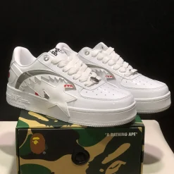 A Bathing Ape Bape Sta OS Shark White Shoes Sneakers - nk0005514 - Image 5