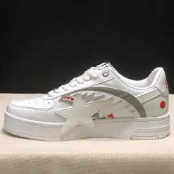 A Bathing Ape Bape Sta OS Shark White Shoes Sneakers - nk0005514 - Image 4