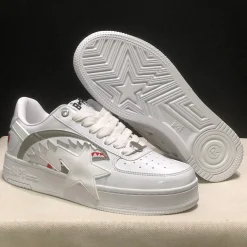 A Bathing Ape Bape Sta OS Shark White Shoes Sneakers - nk0005514 - Image 7