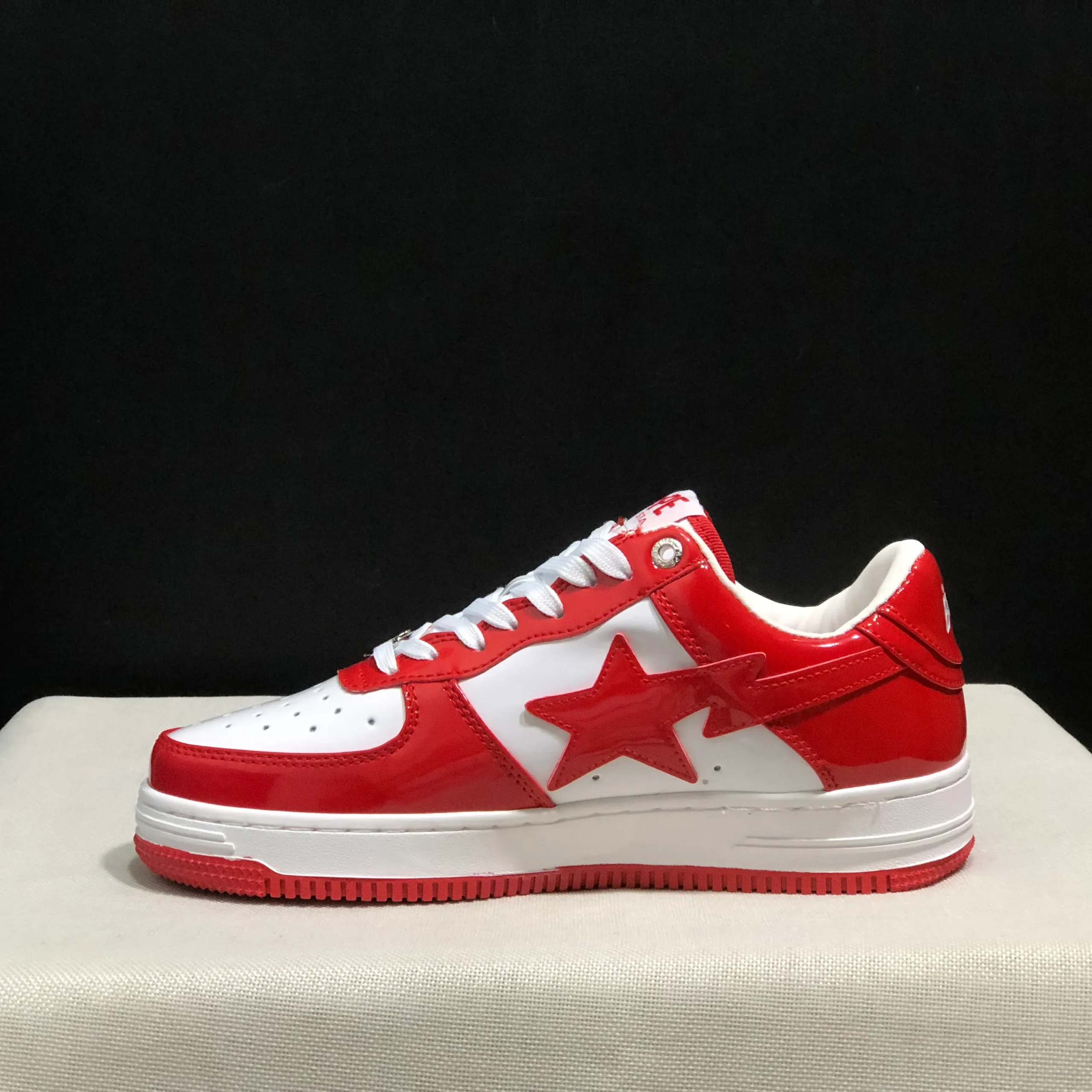 A Bathing Ape Bape Sta Patent Leather White Red (2023) Shoes Sneakers - nk0005516 - Image 4