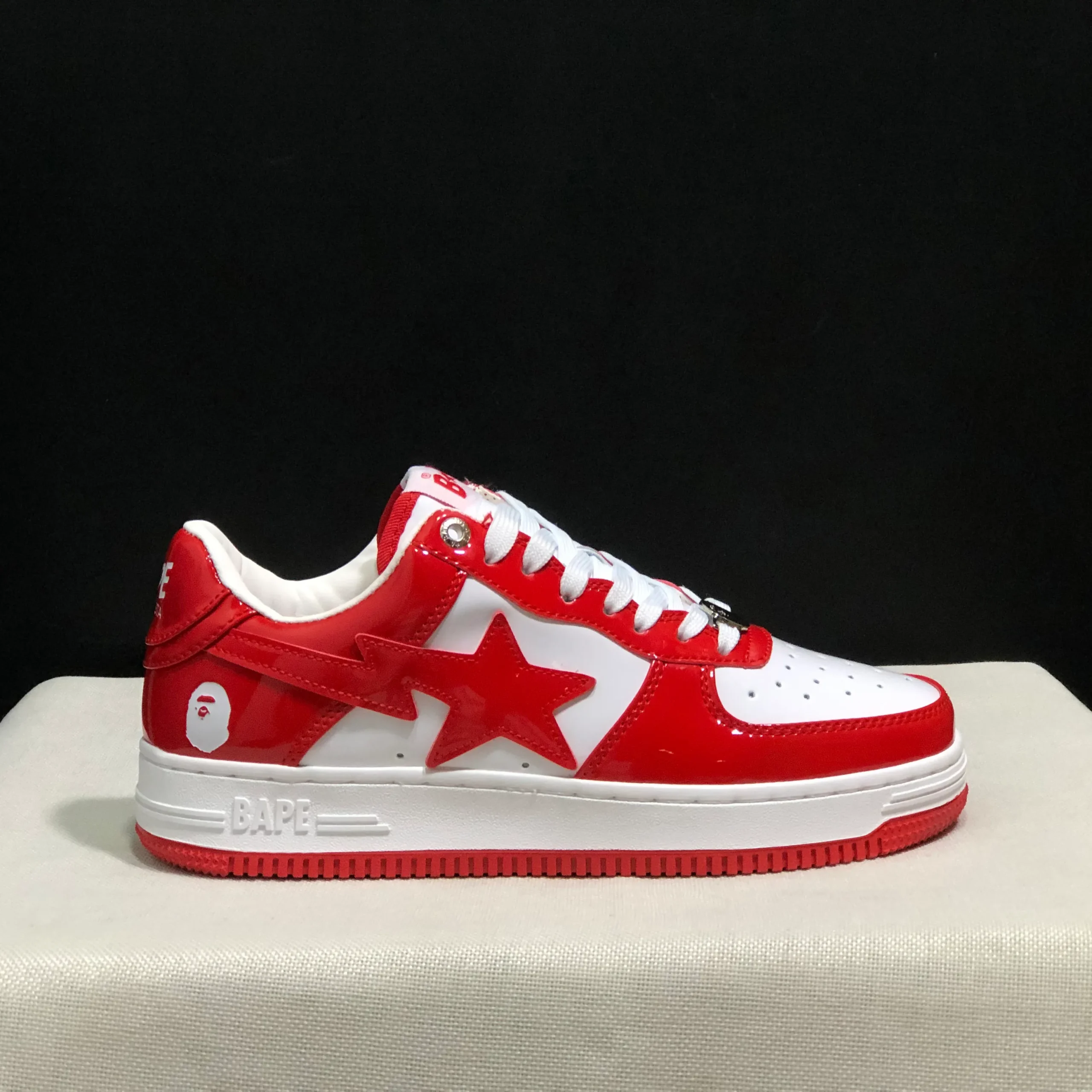 A Bathing Ape Bape Sta Patent Leather White Red (2023) Shoes Sneakers - nk0005516 - Image 3