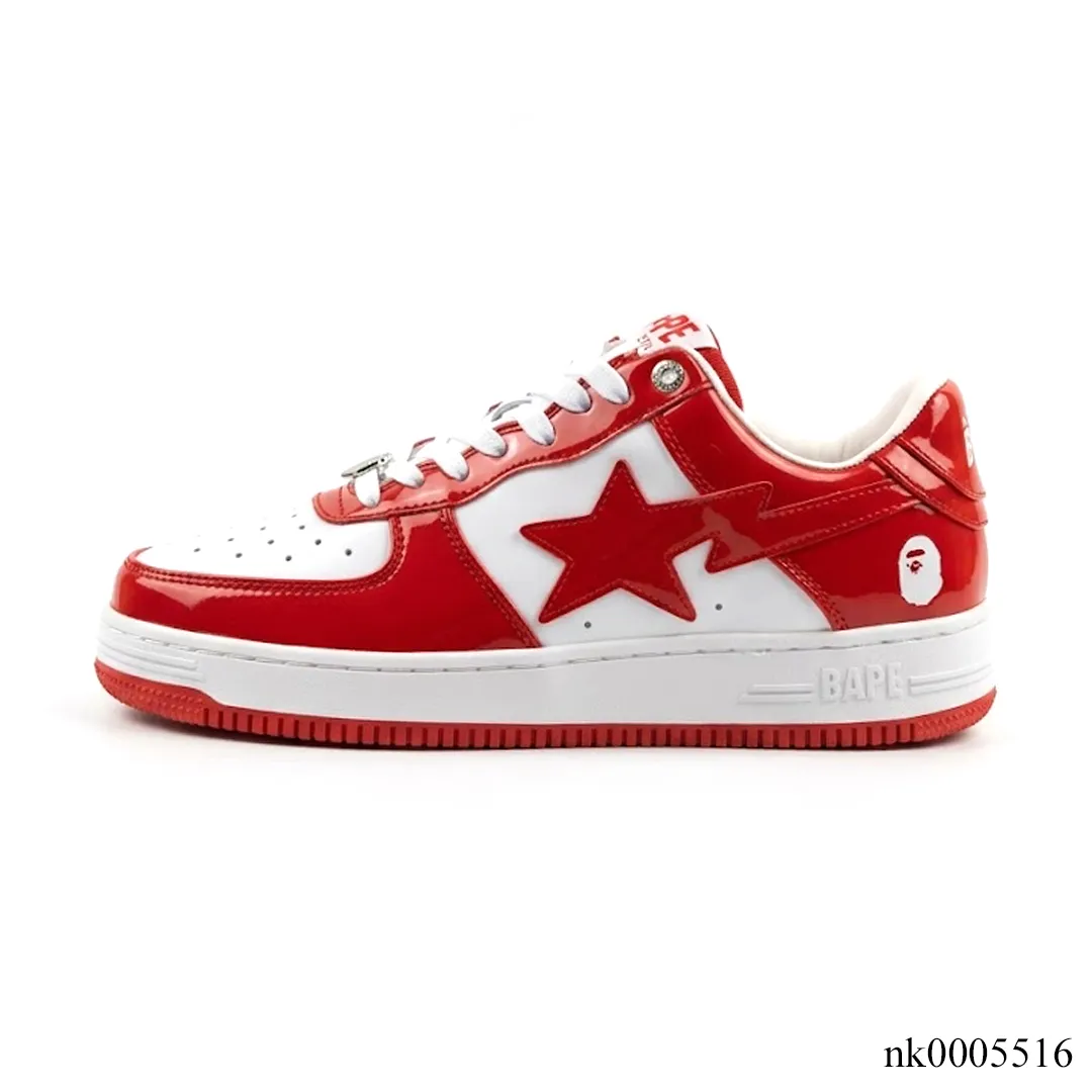 A Bathing Ape Bape Sta Patent Leather White Red (2023) Shoes Sneakers - nk0005516 - Image 2