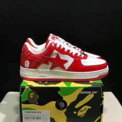 A Bathing Ape Bape Sta Patent Leather White Red (2023) Shoes Sneakers - nk0005516 - Image 6